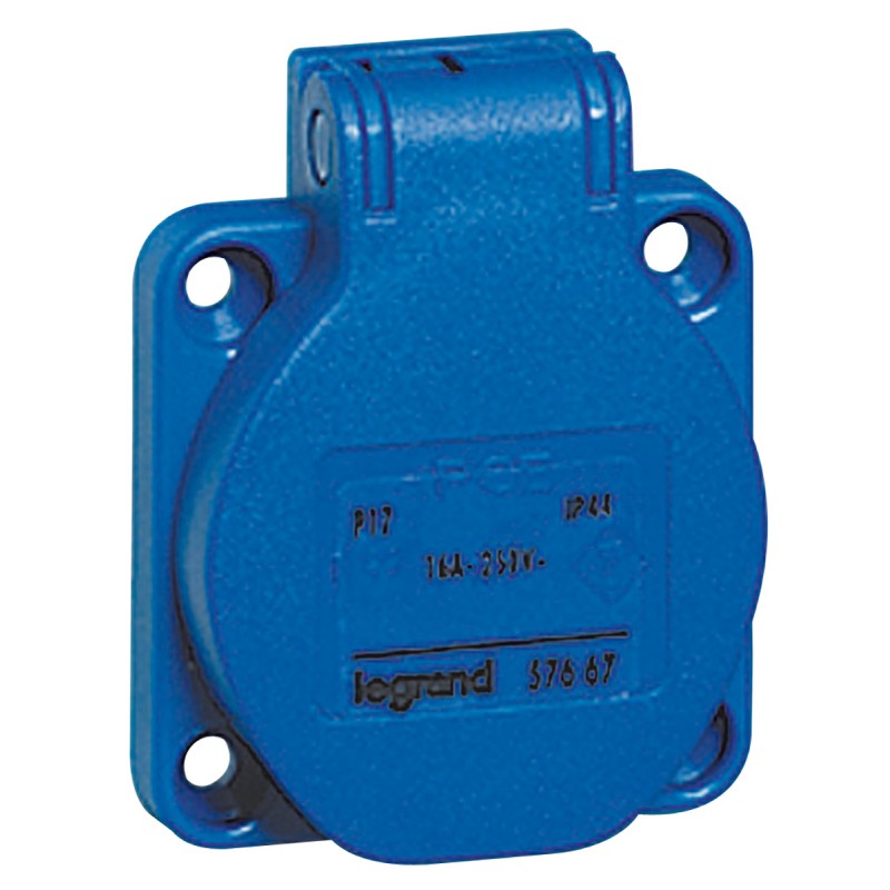 1 pcs - Legrand IP44 Blue Panel Mount 2P + E Industrial Power Socket, Rated At 16A, 230 V