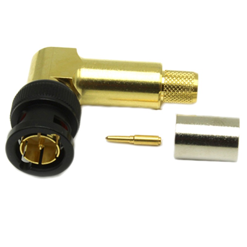 1 pcs - COAX Connectors, Plug Cable Mount BNC Connector, 75Ω, Crimp Termination, Right Angle Body