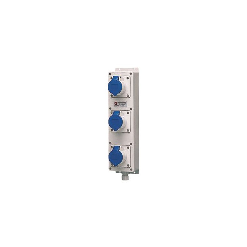 1 pcs - MENNEKES IP44 Blue Wall Mount, Rated At 16A, 230 V