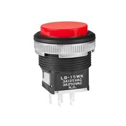1 pcs : LB15WKW01-CJ - Pushbutton Switches SPDT ON-(ON) RED Ag PNL SEAL BLK HOUSING