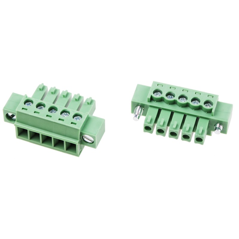 10 pcs - RS PRO 3.81mm Pitch 5 Way Pluggable Terminal Block, Plug, Through Hole, Screw Termination