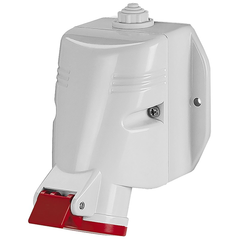1 pcs - Scame IP67 Red Wall Mount 3P + N + E Industrial Power Socket, Rated At 64A, 415 V