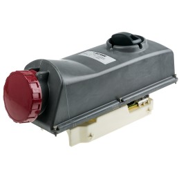 1 pcs - Scame IP67 Red Panel Mount 3P + E Right Angle Industrial Power Socket, Rated At 64A, 415 V