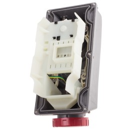 1 pcs - Scame IP67 Red Panel Mount 3P + E Right Angle Industrial Power Socket, Rated At 16A, 415 V