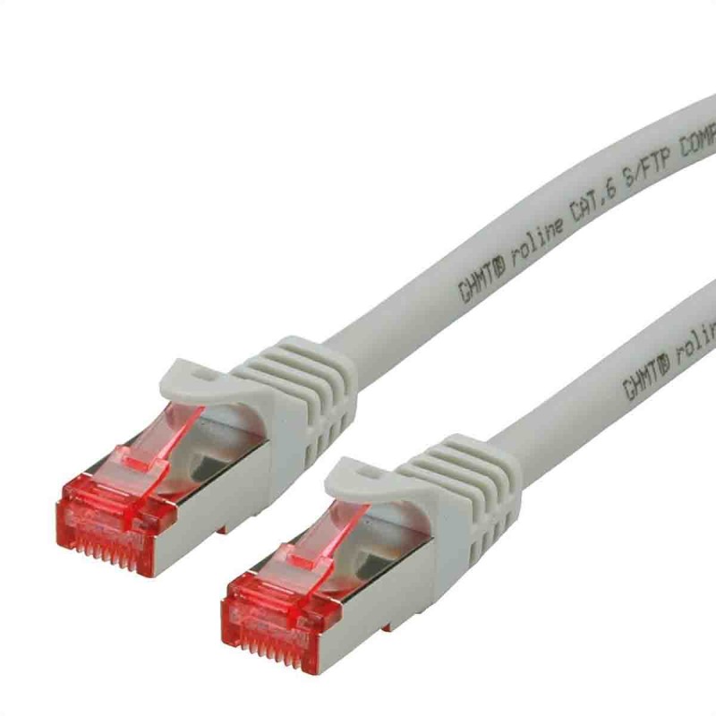 1 pcs - Roline Cat6 Male RJ45 to Male RJ45 Ethernet Cable, S/FTP, Grey LSZH Sheath, 300mm, Low Smoke Zero Halogen (LSZH)
