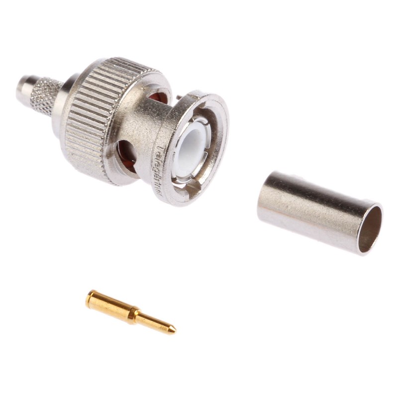 1 pcs - Telegartner, Plug Cable Mount BNC Connector, 50Ω, Crimp Termination, Straight Body