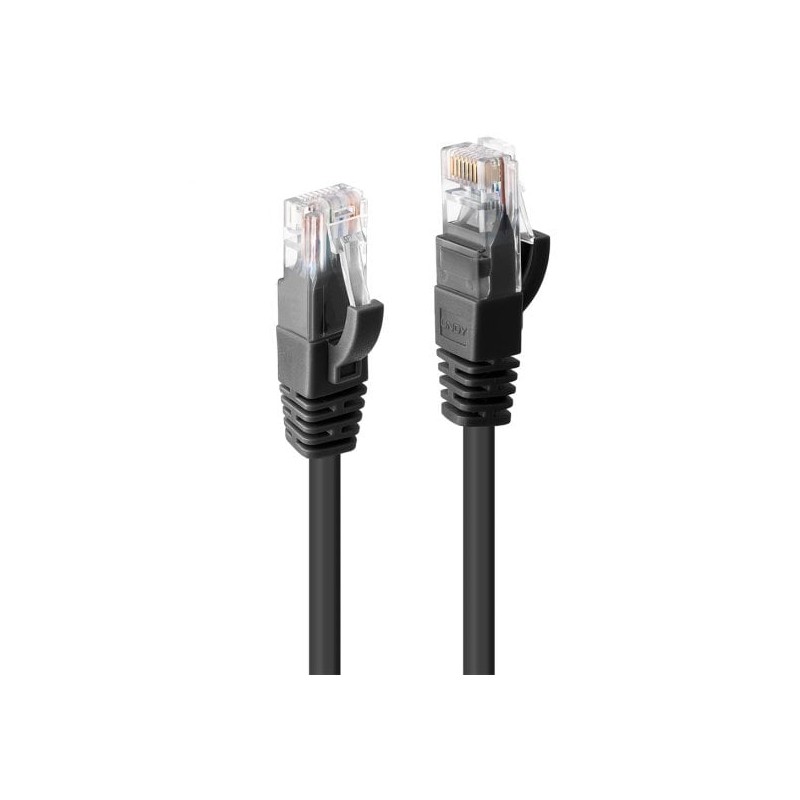 1 pcs - Lindy Electronics Cat6 Male RJ45 to Male RJ45 Ethernet Cable, U/UTP, Black PVC Sheath, 1m