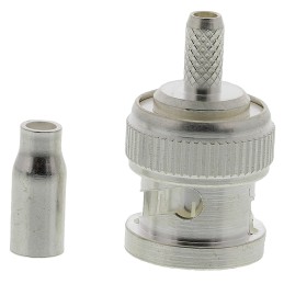 1 pcs - TE Connectivity Straight 50Ω Cable Mount BNC Connector, Plug, Silver, Crimp Termination, RG174 A/U, RG188 A/U, RG316/U