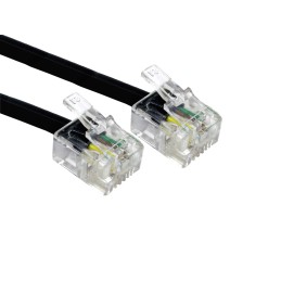 1 pcs - RS PRO Male RJ11 to Male RJ11 Telephone Cable, Black Sheath