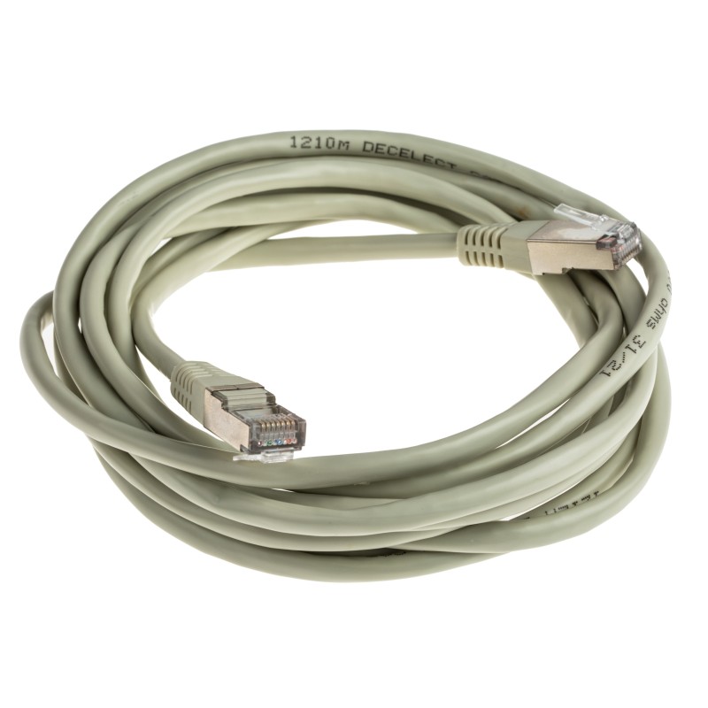 1 pcs - Decelect Cat5 Male RJ45 to Male RJ45 Ethernet Cable, F/UTP, Grey PVC Sheath, 3m