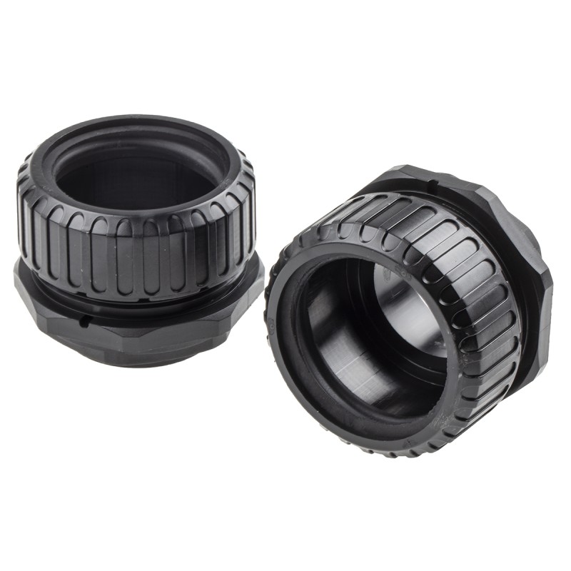 2 pcs - Adaptaflex Straight, Conduit Fitting, 50mm Nominal Size, M50, Nylon 66, Black