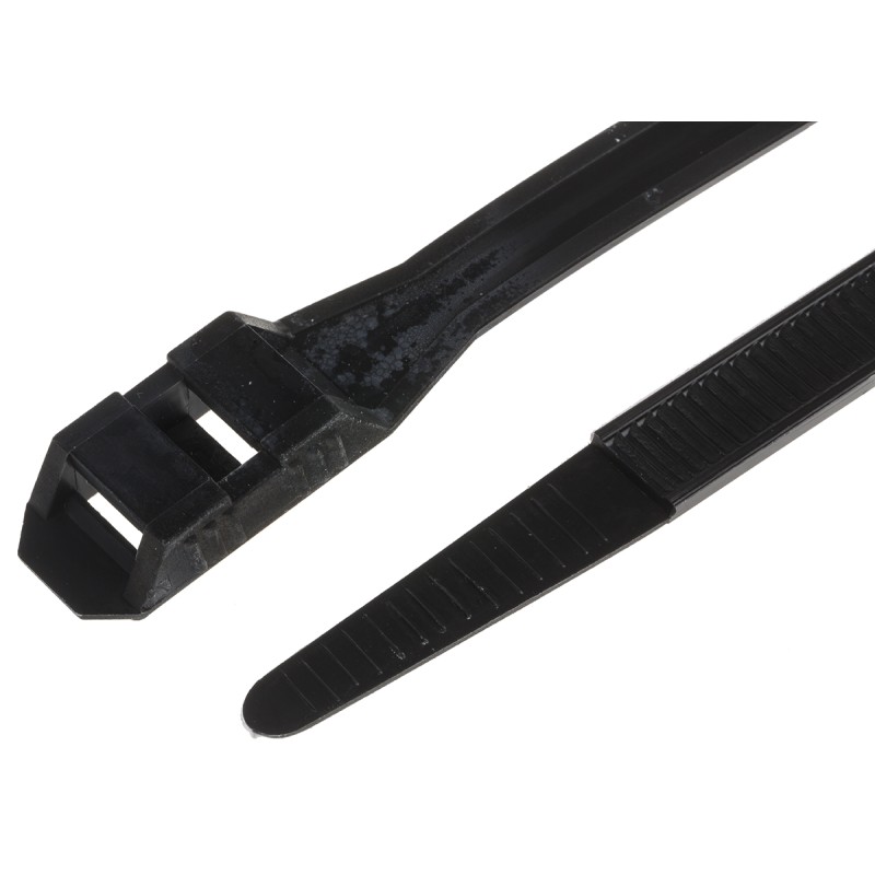 1 Bag of 100 - RS PRO Cable Tie, Double Locking, 235mm x 9 mm, Black Nylon, Pk-100