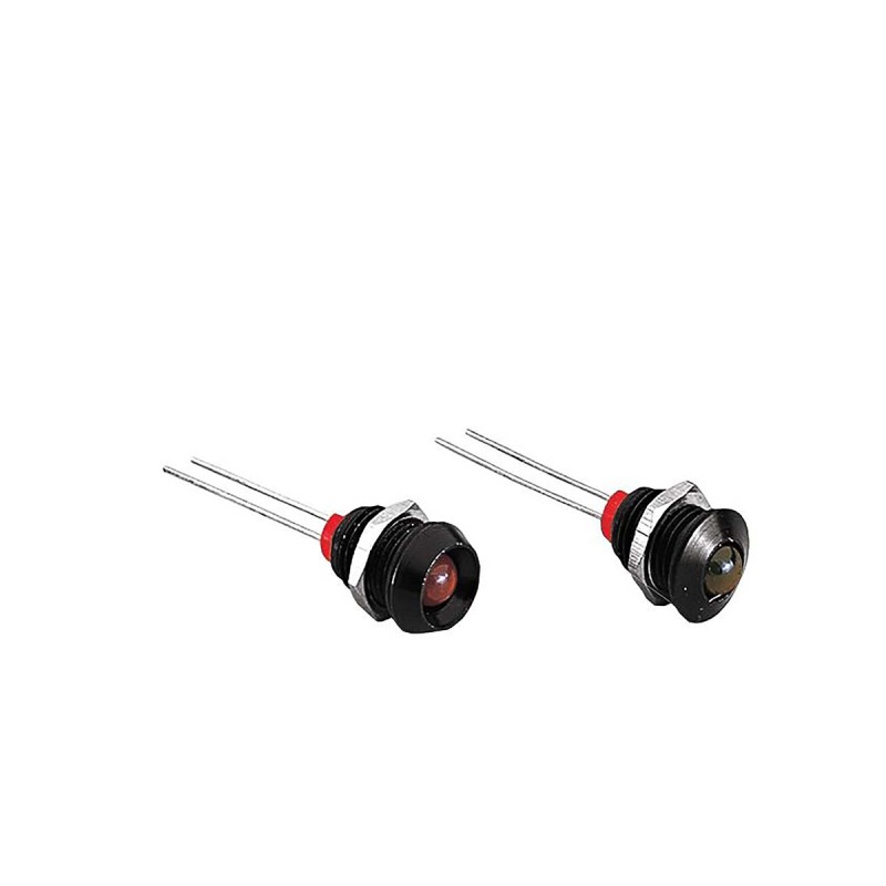 100 pcs - Bulgin DX Series Red Panel Mount Indicator, 2.2V dc, 8mm Mounting Hole Size, Lead Wires Termination, IP66