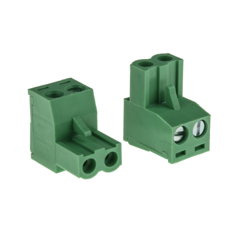 10 pcs - RS PRO 5.08mm Pitch 2 Way Right Angle Pluggable Terminal Block, Plug, Through Hole, Screw Termination