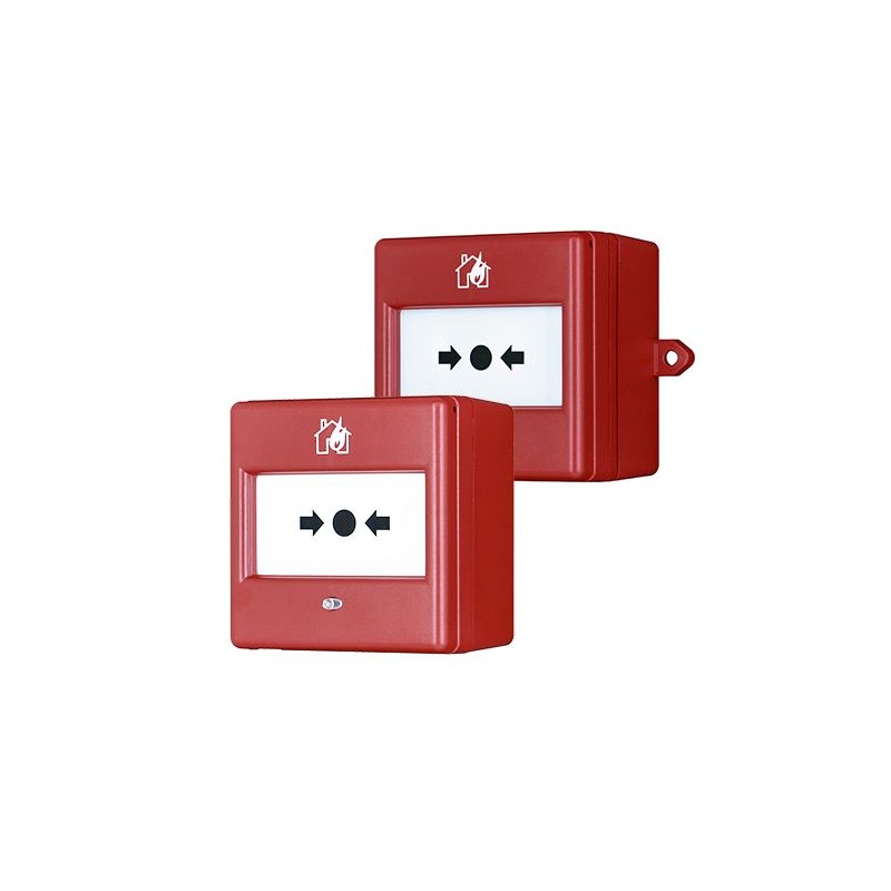 1 pcs - Eaton Series Red Fire Alarm Call Point, Break Glass Operated, Outdoor, Mains-Powered