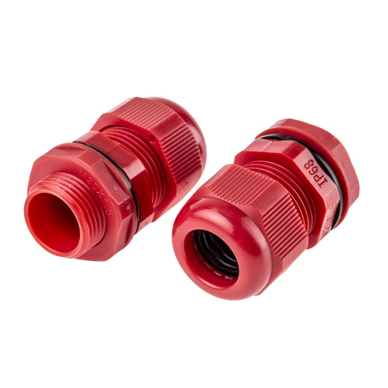 10 pcs - RS PRO Red Nylon Cable Gland, M20 Thread, 10mm Min, 14mm Max, IP68