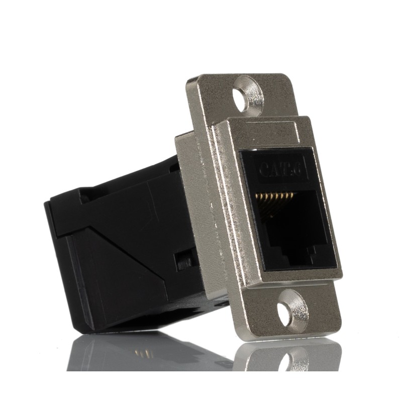 1 pcs - RS PRO Single-Port RJ45 Female Feedthrough Ethernet Connector, Cat6, Unshielded