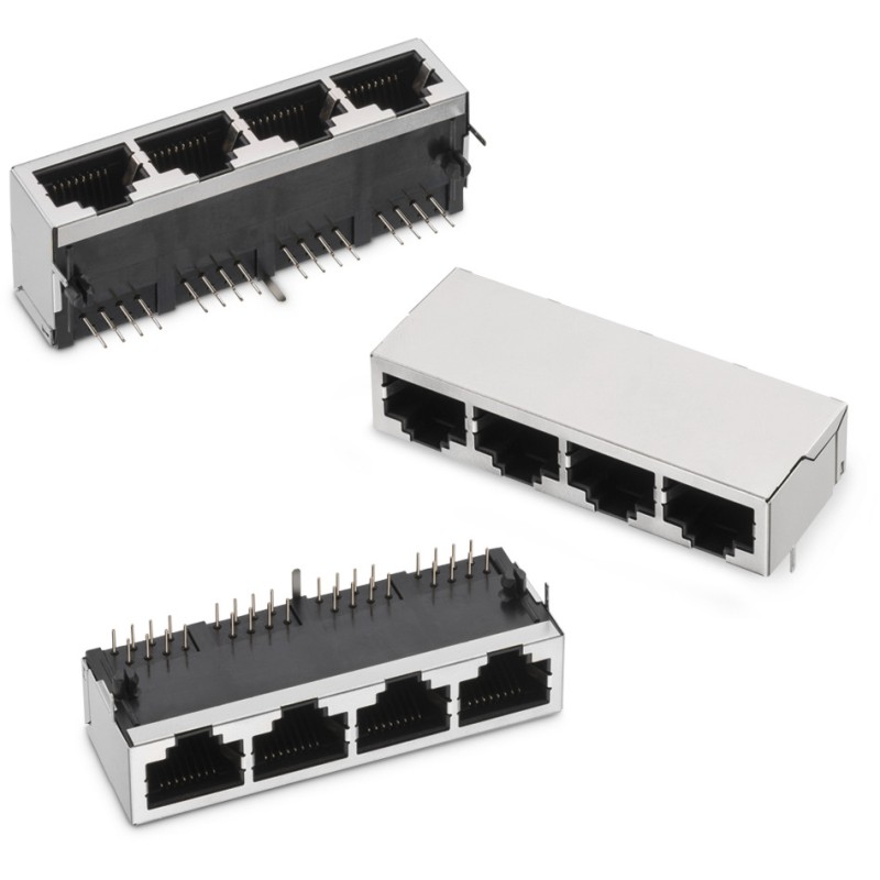 1 pcs - Wurth Elektronik WR-MJ Series Female RJ45 Connector, PCB Mount, Nickel Plated Bronze Shield