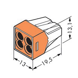 10 pcs - Wago 773 PUSH WIRE Series Junction Box Connector, 4-Way, 24A, 18 - 12 AWG, 16 - 12 AWG Wire, Push In