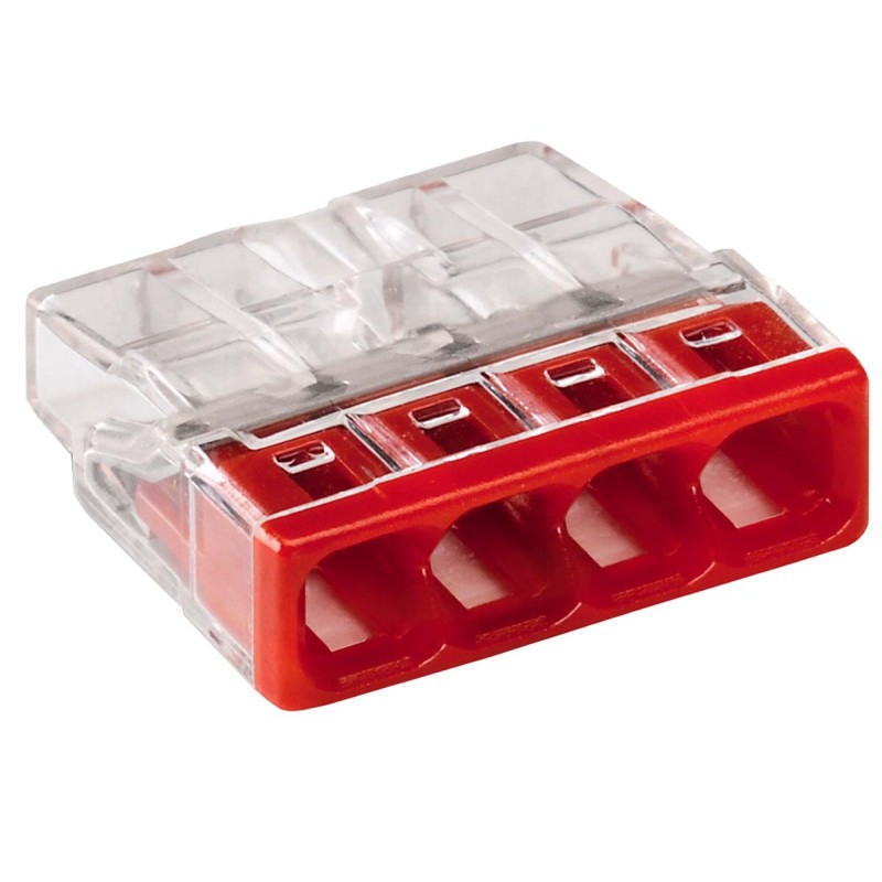 10 pcs - Wago 2273 COMPACT PUSH WIRE Series Junction Box Connector, 4-Way, 24A, 20 - 16 AWG Wire, Push-In Termination
