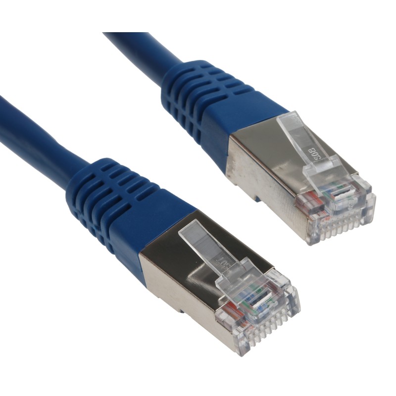 1 pcs - Decelect Cat5 Male RJ45 to Male RJ45 Ethernet Cable, F/UTP, Blue PVC Sheath, 1m