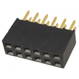 1 pcs - Samtec SSQ Series Straight Through Hole Mount PCB Socket, 12-Contact, 2-Row, 2.54mm Pitch, Solder Termination