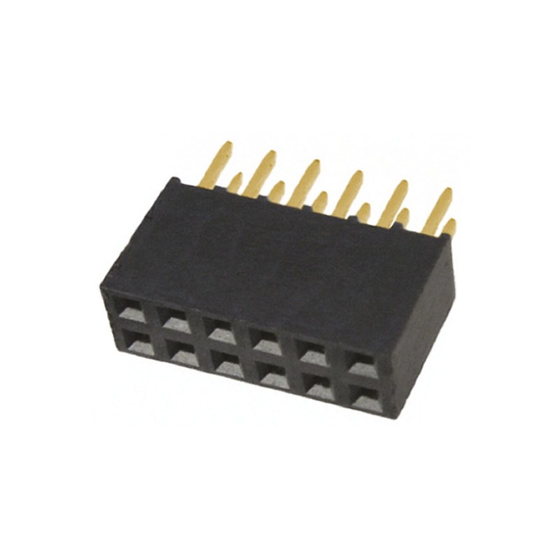 1 pcs - Samtec SSQ Series Straight Through Hole Mount PCB Socket, 12-Contact, 2-Row, 2.54mm Pitch, Solder Termination