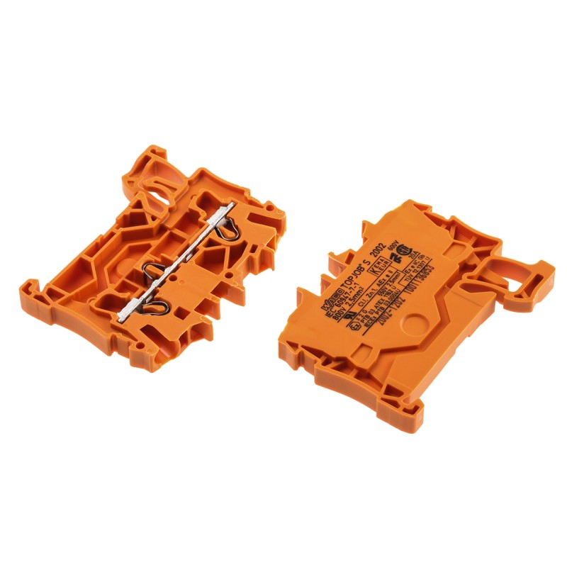 10 pcs - Wago TOPJOB S, 2002 Series Orange Feed Through Terminal Block, 2.5mm², Single-Level, Push-In Cage Clamp Termination,