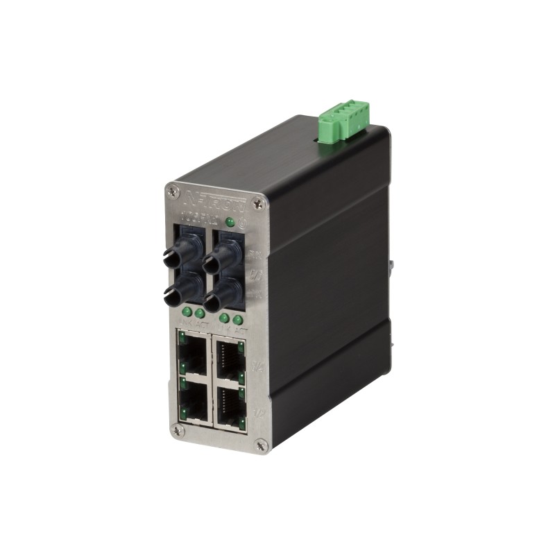 1 pcs - Red Lion 106FX2 Series DIN Rail Mount Unmanaged Ethernet Switch, 4 RJ45 Ports, 10 - 30V dc