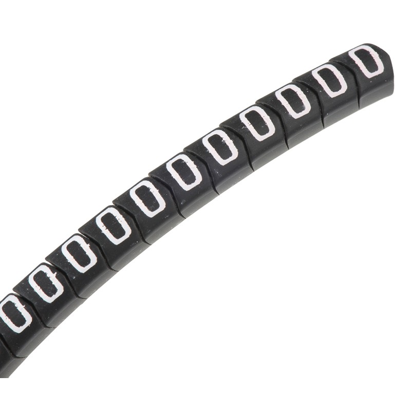 1 Bag of 250 - HellermannTyton Helagrip Slide On Cable Markers, White on Black, Pre-printed '0', 2 - 5mm Cable, for Cables &