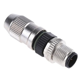 1 pcs - HARTING Circular Connector, 4 Contacts, Cable Mount, M12 Connector, Plug, Male, IP65, IP67, Harax M12 Series