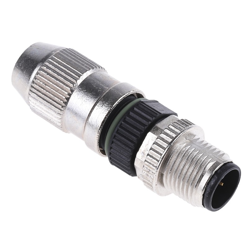 1 pcs - HARTING Circular Connector, 4 Contacts, Cable Mount, M12 Connector, Plug, Male, IP65, IP67, Harax M12 Series