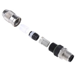 1 pcs - HARTING Circular Connector, 4 Contacts, Cable Mount, M12 Connector, Plug, Male, IP65, IP67, Harax M12 Series