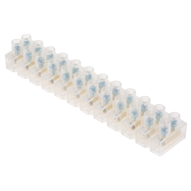 10 pcs - RS PRO Non-Fused Terminal Block, 12-Way, 3 - 24A, 12 AWG Wire, Screw Termination