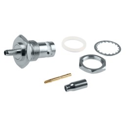 1 pcs - RS PRO, jack Panel Mount BNC Connector, 50Ω, Crimp Termination, Straight Body