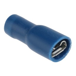 100 pcs - RS PRO Blue Insulated Female Spade Connector, Double Crimp, 4.8 x 0.8mm Tab Size, 1.5mm² to 2.5mm²