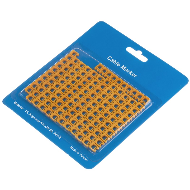 1 Bag of 130 - RS PRO Clip On Cable Markers, Black on Yellow, Pre-printed 'A - M'