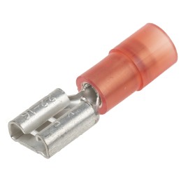 100 pcs - RS PRO Red Insulated Female Spade Connector, Receptacle, 6.35 x 0.8mm Tab Size, 0.5mm² to 1.5mm²