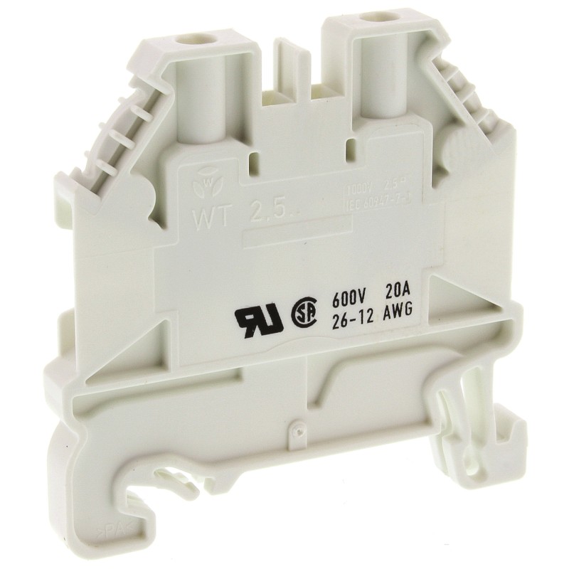 10 pcs - Wieland WT 2.5 Series White Feed Through Terminal Block, 2.5mm², Single-Level, Screw Termination, ATEX
