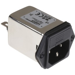 1 pcs - Schaffner 6A, 250 V ac Male Panel Mount IEC Inlet Filter FN9260-6-06, Faston 2 Fuse