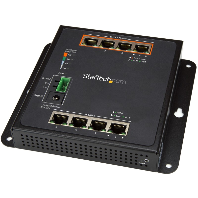 1 pcs - StarTech.com IES81GPOEW, Managed 8 Port Ethernet Switch With PoE