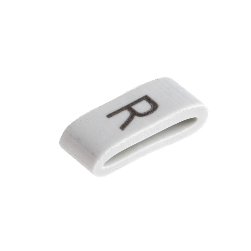 1 Bag of 100 - HellermannTyton HODS85 Slide On Cable Markers, Black on White, Pre-printed 'R', 1.8 - 6.3mm Cable