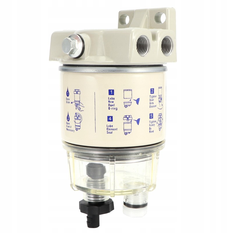 Water separator assembly, fuel filter with mounting