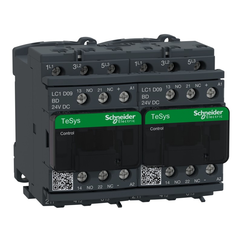 1 pcs - Schneider Electric LC2D Series Contactor, 24 V dc Coil, 3-Pole, 9 A, 5.5 kW, 3NO, 690 V ac