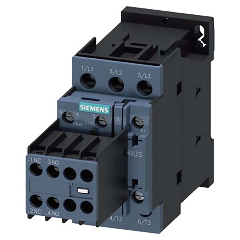 1 pcs - Siemens Reversing Contactor, 230 V ac Coil, 3-Pole, 38 A, 18.5 kW, 2NO + 2NC