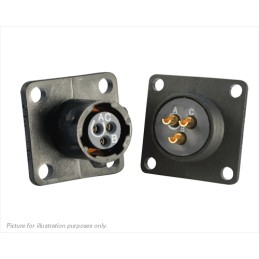 1 pcs - Souriau Circular Connector, 3 Contacts, Flange Mount, Plug, Female, IP68, IP69K, UTS Series
