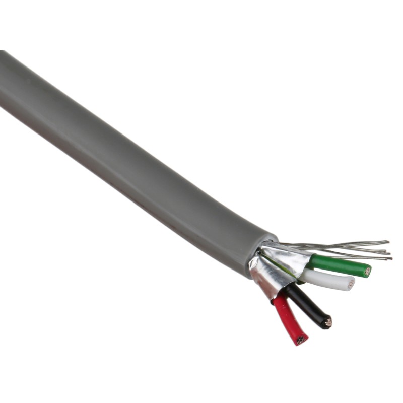 1 Reel of 100 M - RS PRO Multicore Data Cable, 2 Pairs, 0.76 mm², 4 Cores, 24 AWG, Screened, 100m, Grey Sheath