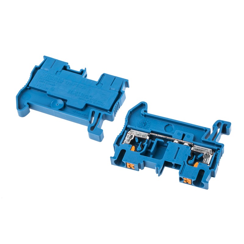 10 pcs - Phoenix Contact PT 2.5 BU Series Blue Feed Through Terminal Block, 0.14 - 4mm², Single-Level, Push In Termination