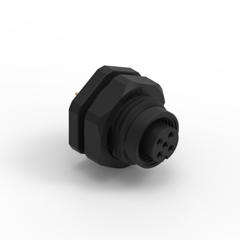 1 pcs - Wurth Elektronik Circular Connector, 5 Contacts, Panel Mount, M12 Connector, Socket, Female, IP68, WR-CIRC Series