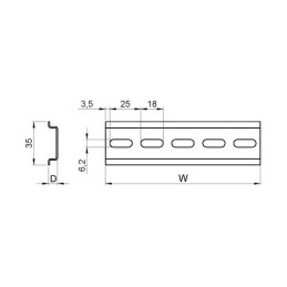4 pcs - nVent SCHROFF Perforated DIN Rail, 475mm x 7.5mm x 35mm